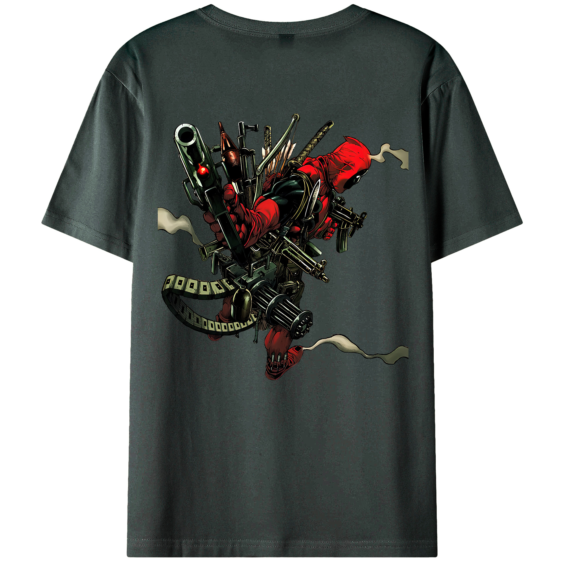 （画像用） Deadpool デッドプール 綿100％ メンズ半袖Tシャツ（バックプリント） 通気性